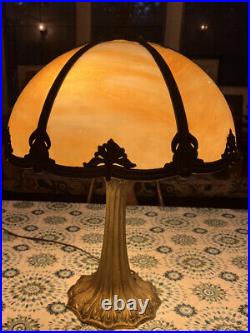 Antique Gorgeous Art Nouveau Slag Glass Lamp Beautiful Shade