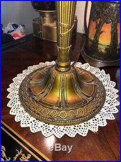Antique Gorgeous Slag Glass Bronze Lamp Miller B&H
