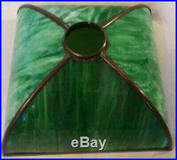 Antique Green Slag Glass Arts & Crafts Mission Lamp Shade Textured Inside