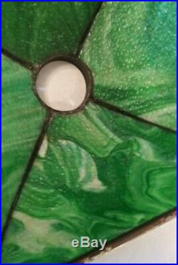 Antique Green Slag Glass Arts & Crafts Mission Lamp Shade Textured Inside