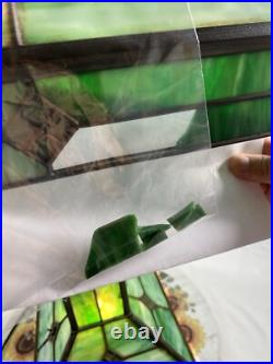 Antique Green Slag Glass Arts & Crafts Mission Style Lamp Tiffany Style READ