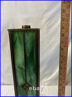 Antique Green Slag Glass Arts & Crafts Mission Style Lamp Tiffany Style READ Antique Green Slag Glass Arts & Crafts Mission Style Lamp Tiffany Style READ