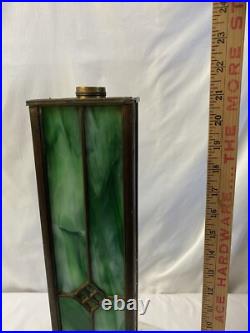 Antique Green Slag Glass Arts & Crafts Mission Style Lamp Tiffany Style READ