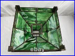 Antique Green Slag Glass Arts & Crafts Mission Style Lamp Tiffany Style READ Antique Green Slag Glass Arts & Crafts Mission Style Lamp Tiffany Style READ