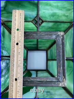 Antique Green Slag Glass Arts & Crafts Mission Style Lamp Tiffany Style READ Antique Green Slag Glass Arts & Crafts Mission Style Lamp Tiffany Style READ