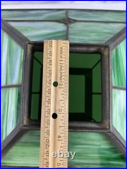 Antique Green Slag Glass Arts & Crafts Mission Style Lamp Tiffany Style READ