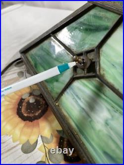 Antique Green Slag Glass Arts & Crafts Mission Style Lamp Tiffany Style READ