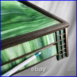 Antique Green Slag Glass Arts & Crafts Mission Style Lamp Tiffany Style READ
