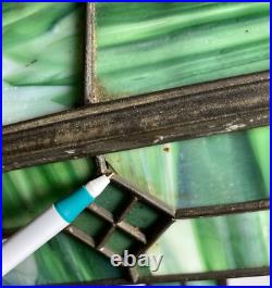 Antique Green Slag Glass Arts & Crafts Mission Style Lamp Tiffany Style READ