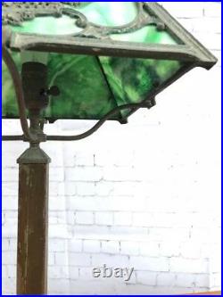 Antique Green Slag Glass Lamp
