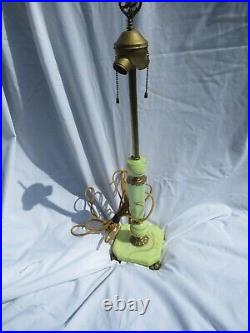 Antique Green Slag Glass Lamp Base