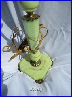 Antique Green Slag Glass Lamp Base