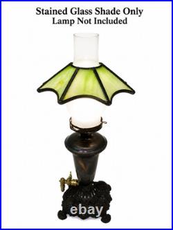 Antique Green Slag Glass Lamp Shade 8 Arts & Crafts for Oil Lamp / Student Lamp
