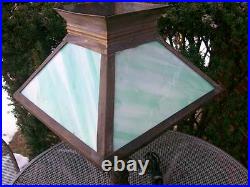 Antique Green Slag Glass Table Lamp