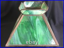 Antique Green Slag Stained Glass Lamp Shade Only Mission Oak Arts & Crafts Era