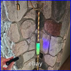 Antique HOUZE Bridge Floor Lamp Uranium Vaseline CUSTARD Slag Glass Brass SWIVEL