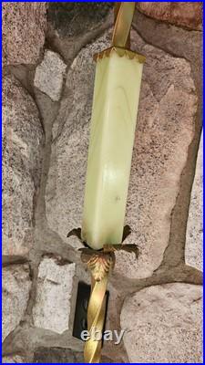 Antique HOUZE Bridge Floor Lamp Uranium Vaseline CUSTARD Slag Glass Brass SWIVEL Antique HOUZE Bridge Floor Lamp Uranium Vaseline CUSTARD Slag Glass Brass SWIVEL