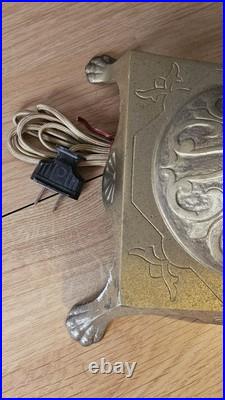 Antique HOUZE Bridge Floor Lamp Uranium Vaseline CUSTARD Slag Glass Brass SWIVEL