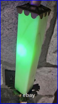 Antique HOUZE Bridge Floor Lamp Uranium Vaseline CUSTARD Slag Glass Brass SWIVEL