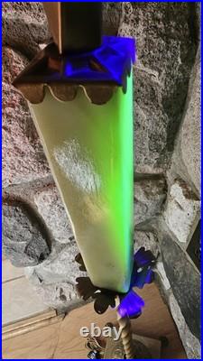 Antique HOUZE Bridge Floor Lamp Uranium Vaseline CUSTARD Slag Glass Brass SWIVEL Antique HOUZE Bridge Floor Lamp Uranium Vaseline CUSTARD Slag Glass Brass SWIVEL