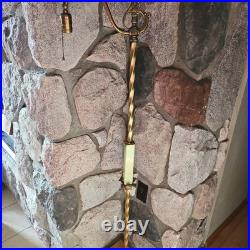 Antique HOUZE Bridge Floor Lamp Uranium Vaseline CUSTARD Slag Glass Brass SWIVEL