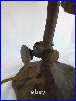 Antique Hammered Gooseneck Slag Glass Adjustable Piano Desk Lamp Arts & Crafts