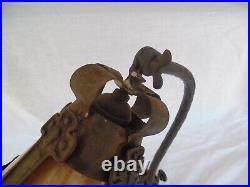 Antique Hammered Gooseneck Slag Glass Adjustable Piano Desk Lamp Arts & Crafts