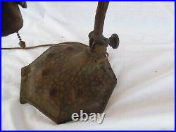 Antique Hammered Gooseneck Slag Glass Adjustable Piano Desk Lamp Arts & Crafts