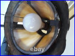 Antique Hammered Gooseneck Slag Glass Adjustable Piano Desk Lamp Arts & Crafts