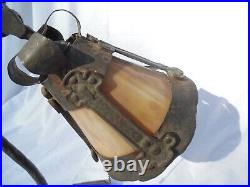 Antique Hammered Gooseneck Slag Glass Adjustable Piano Desk Lamp Arts & Crafts