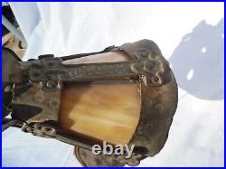 Antique Hammered Gooseneck Slag Glass Adjustable Piano Desk Lamp Arts & Crafts