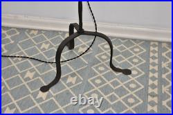 Antique Hand Hammered Wrought Iron Arts & Crafts Floor Lamp with Slag Glass Shade