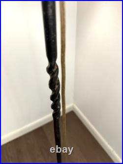 Antique Hand Hammered Wrought Iron Arts & Crafts Floor Lamp with Slag Glass Shade