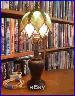Antique Handel Boudoir Bent Slag Leaded Glass Lamp Miller Bradley Hubbard styles