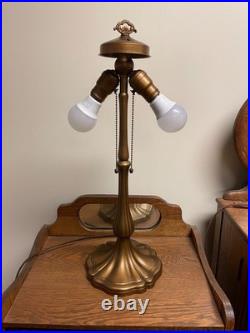 Antique Handel Lamp Base For Reverse Painted Lamp Or Slag Lamp Signed