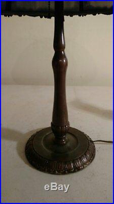Antique Handel Lamp Base with Slag Glass Shade