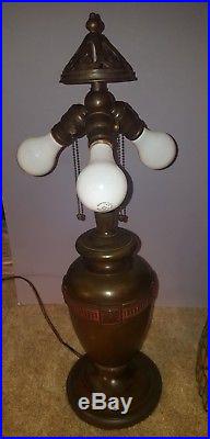 Antique Handel / Unique Arts & Crafts Leaded Slag Stained Glass Table Lamp