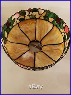 Antique Hanging Leaded Stained Glass Slag Glass Fruit Design Ceiling Lamp Shade