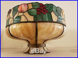 Antique Hanging Leaded Stained Glass Slag Glass Fruit Design Ceiling Lamp Shade