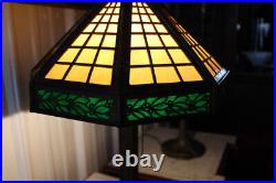 Antique Heavy Wilkinson Table Lamp Arts & Crafts 16 Slag Glass Panel 2 Colors
