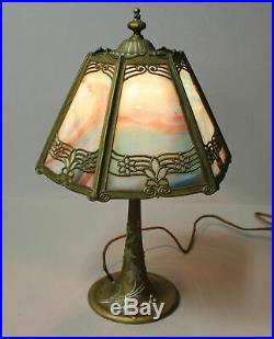 Antique Hexagonal Slag glass shade Table Lamp 12 Diameter Shade