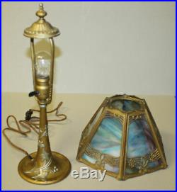 Antique Hexagonal Slag glass shade Table Lamp 12 Diameter Shade