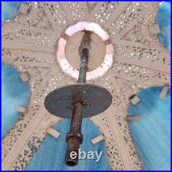 Antique Hollywood Regency Ornate Blue Slag Glass Lamp