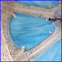 Antique Hollywood Regency Ornate Blue Slag Glass Lamp