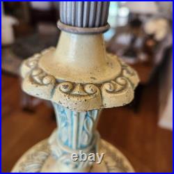 Antique Hollywood Regency Ornate Blue Slag Glass Lamp