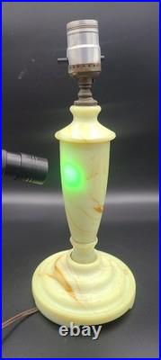 Antique HouzeX Green Slag Glass Table Lamp Houze 1928 Glows Works Uranium Antique HouzeX Green Slag Glass Table Lamp Houze 1928 Glows Works Uranium