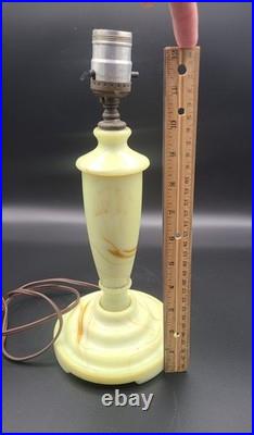 Antique HouzeX Green Slag Glass Table Lamp Houze 1928 Glows Works Uranium