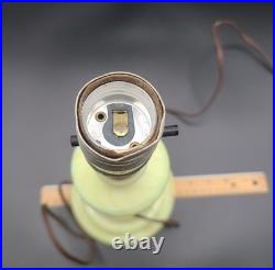 Antique HouzeX Green Slag Glass Table Lamp Houze 1928 Glows Works Uranium