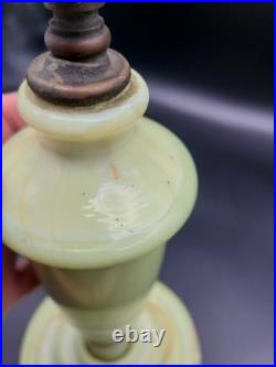Antique HouzeX Green Slag Glass Table Lamp Houze 1928 Glows Works Uranium