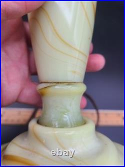 Antique HouzeX Green Slag Glass Table Lamp Houze 1928 Glows Works Uranium
